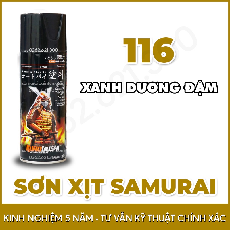 Chai sơn samurai màu xanh dương đậm 116 - Sơn xịt samurai