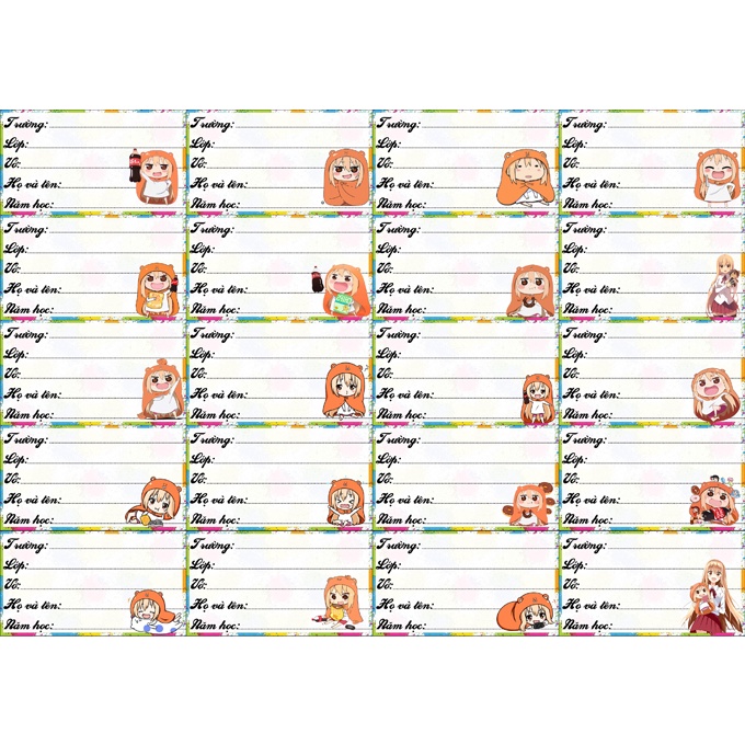 Nhãn vở hình nhãn vở himouto umaru chan 20 nhãn