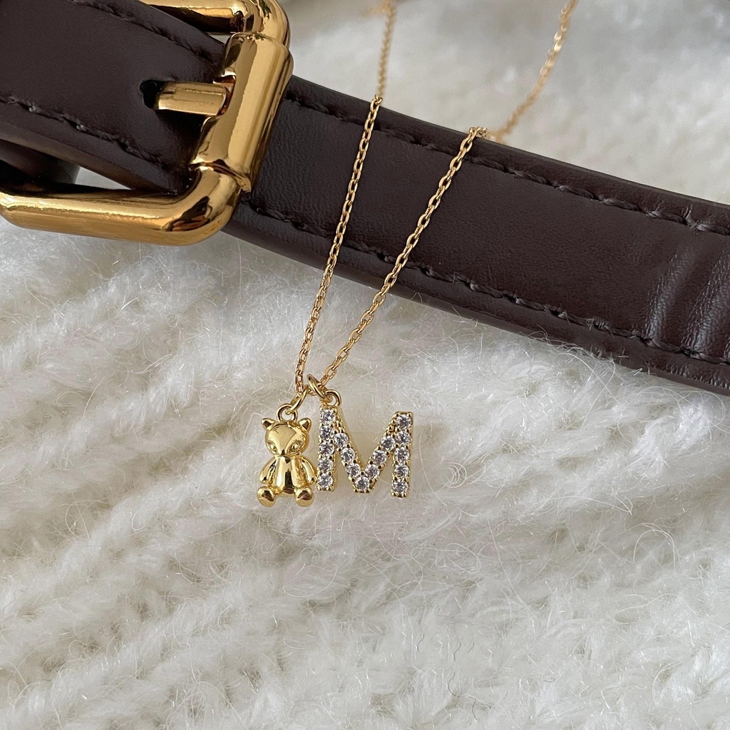 Vòng cổ Đính Đá Hình Gấu Và Chữ Sang Trọng Thời Trang Cao Cấp 2022 Cho Nữ