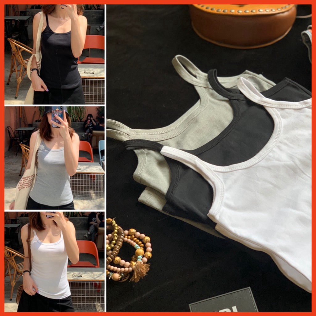 Áo thun 2 dây thun cotton co giãn 4 chiều ôm body chất đẹp AT05 cao cấp