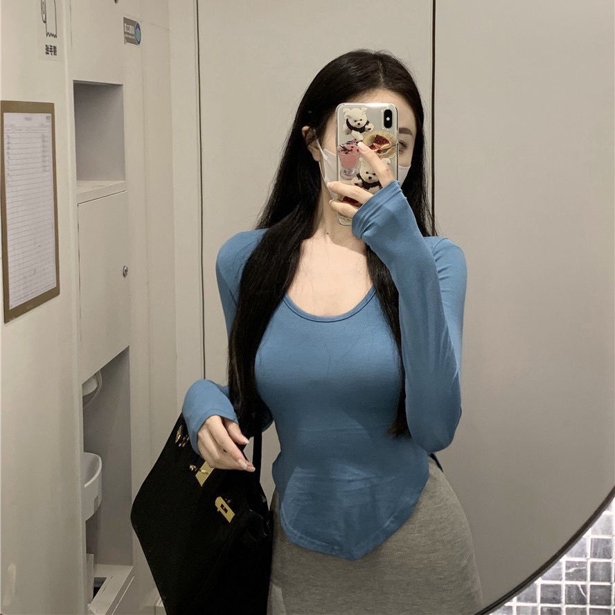 Jiashucheng Áo Thun Chống Nắng Mỏng Phong Cách Phương Tây Gợi Cảm Đơn Giản Kèm Chân Váy Đuôi Cá Ôm Eo