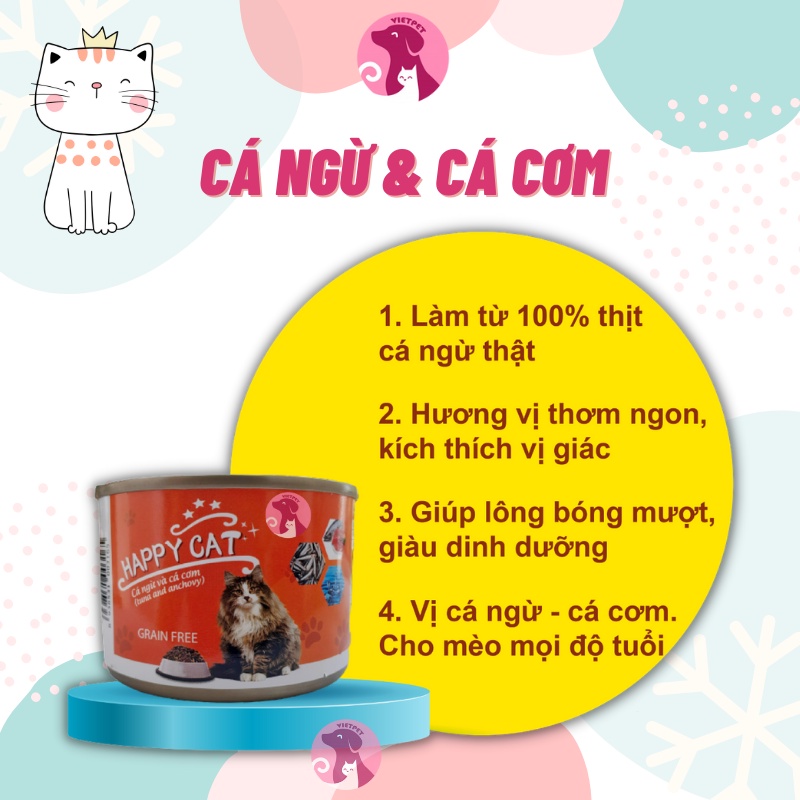 COMBO 3 Lon Pate Happy Cat  | Pate mèo | Thức ăn cho mèo dinh dưỡng (Hàng Việt Nam chất lượng cao)