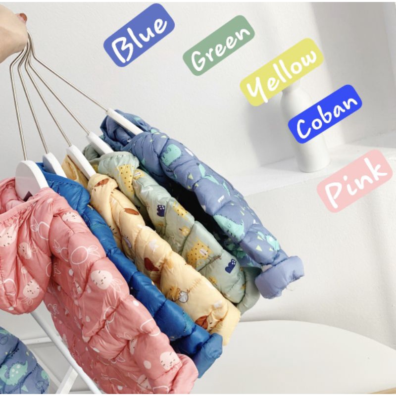 _Áo phao 5 màu họa tiết tai gấu cho bé trai/gái 8 đến 20kg