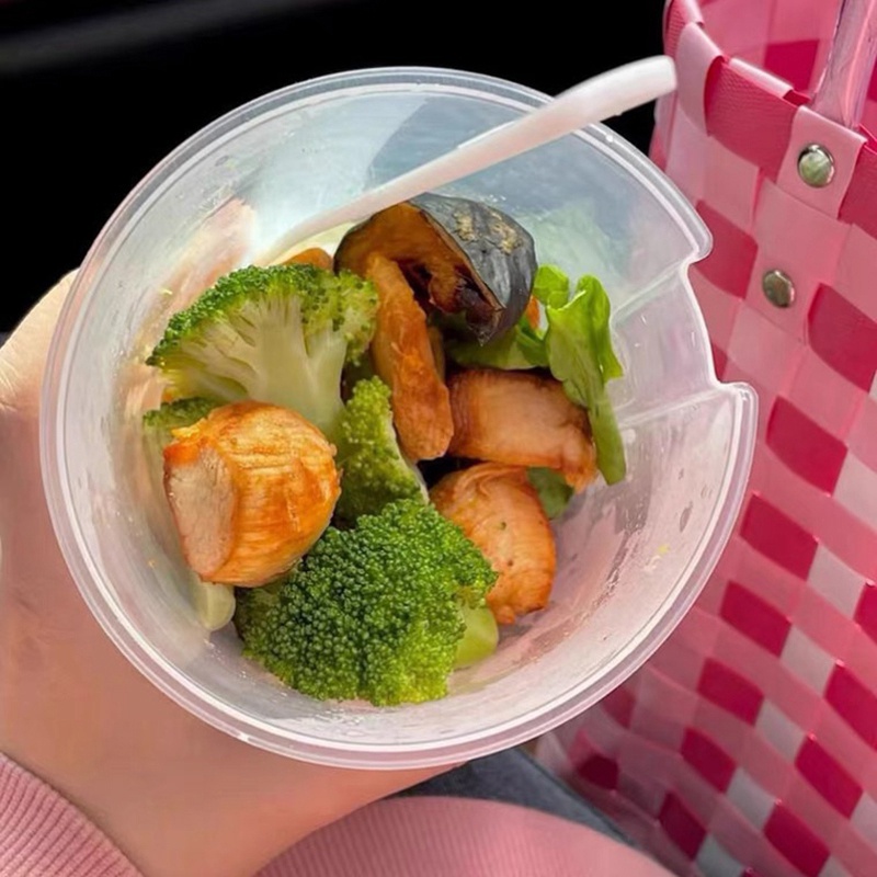 Cốc Đựng Sữa Chua/Salad Có Nĩa Ăn Sáng 800Ml