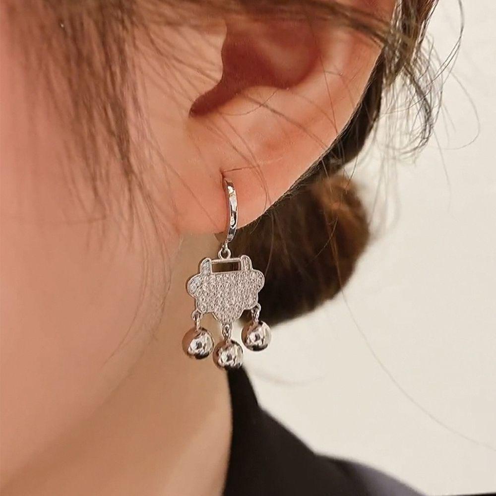 Khuyên Tai Phong Cách Trung Hoa Cổ Điển Sang Trọng|Bông Tai Dáng Dài Hình Ổ Khóa Chuông Độc Đáo Thời Trang