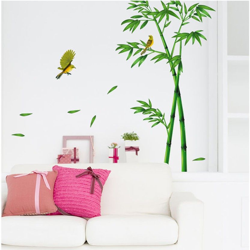 Decal dán tường  Bụi trúc xanh mát hiện đại