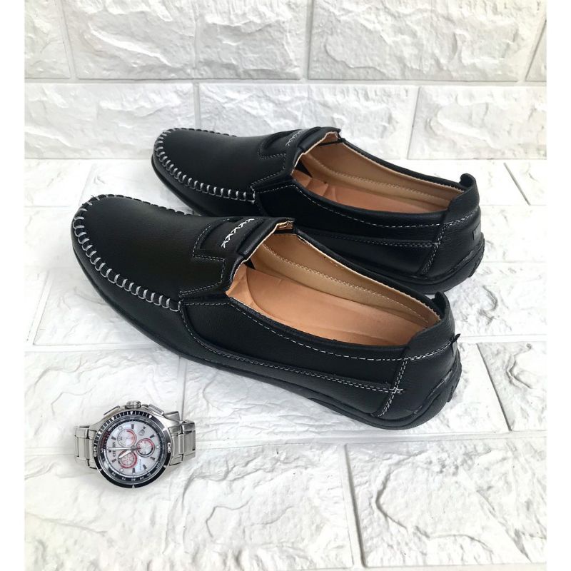 Giày mọi nam da mềm, kiểu dáng đẹp, mã GM03, size từ 38-43, màu đen, mẩu mới nhất thị trường