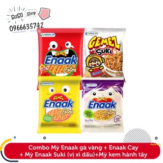 Combo 9 gói lẻ mì hành tây + 10 gói lẻ enaak vàng 30gram + 5 gói Suki + 7 gói cay đỏ