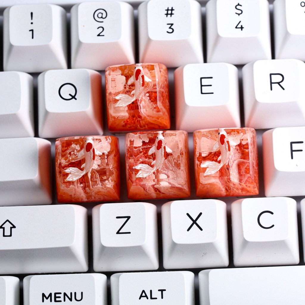 Keycap cá koi đỏ sắc màu cho bàn phím cơ, keycap SA profile, keycap lẻ giá rẻ, keycap anime