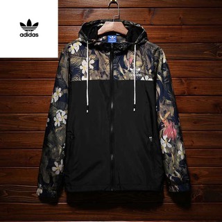 Áo gió họa tiết rằn ri có mũ hiệu adidas cao cấp