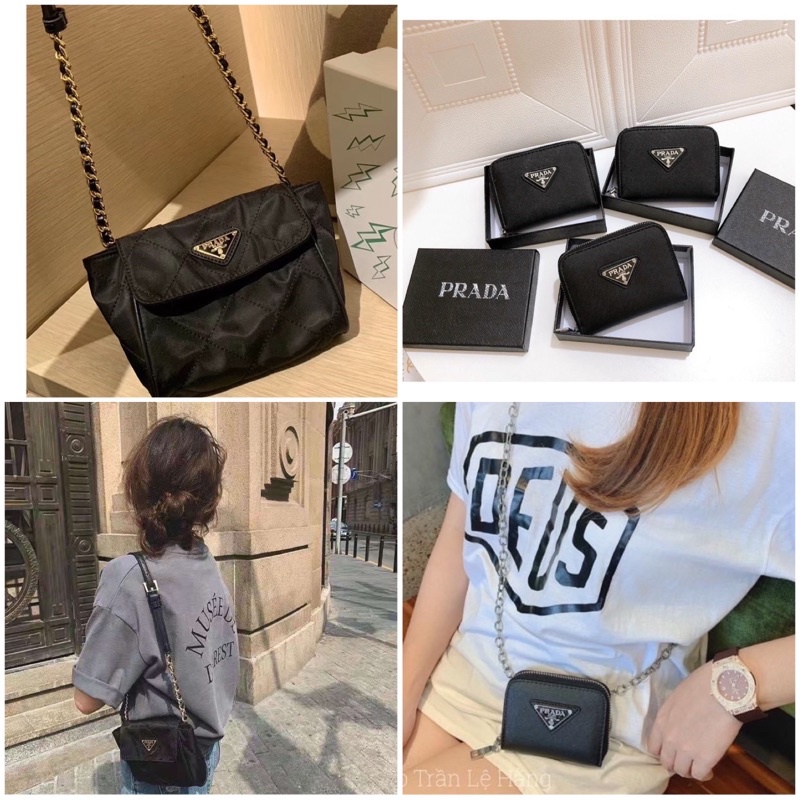 Túi đeo chéo nam/nữ Prada mini cá tính