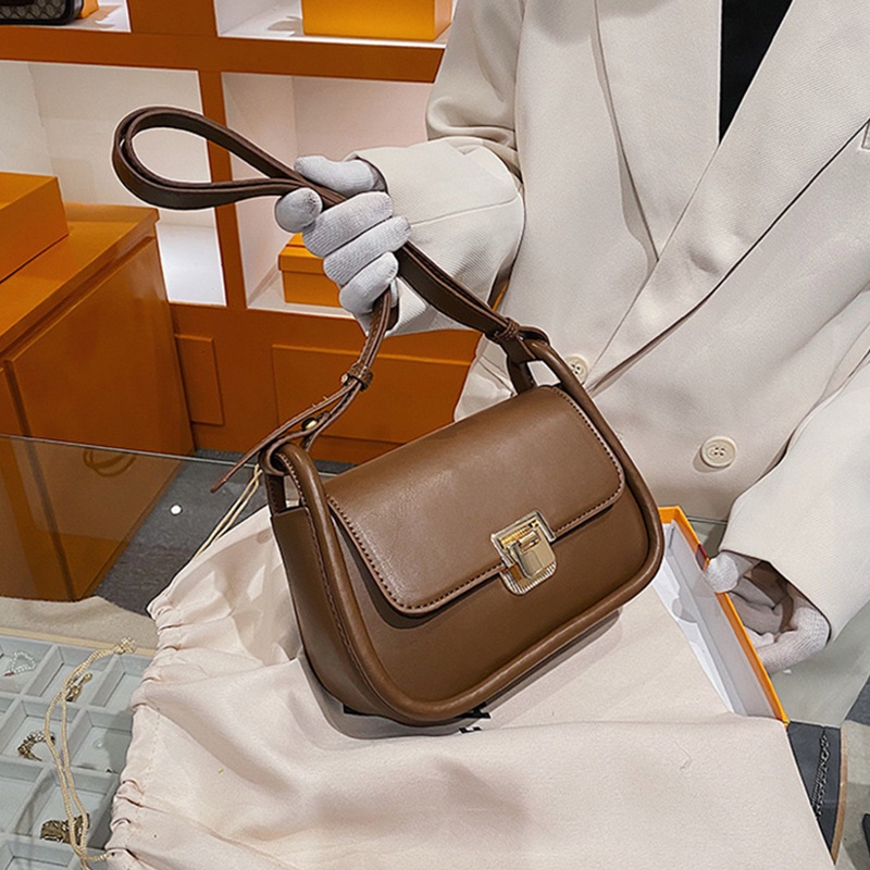 Túi Đeo Vai Có Khóa Màu Xanh Dương Phong Cách Pháp Thời Trang Cho Nữ