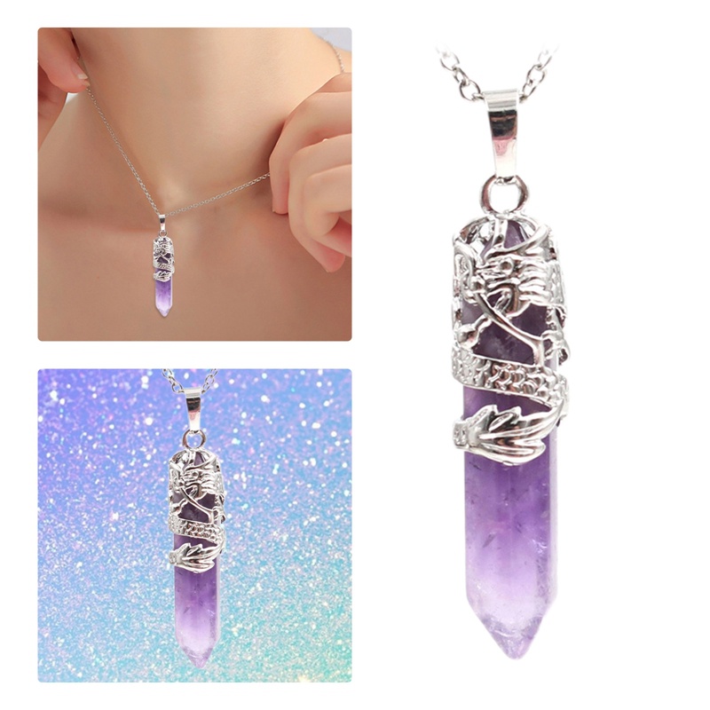 Vòng cổ Mặt Đá Thạch Anh Lục Giác Thời Trang