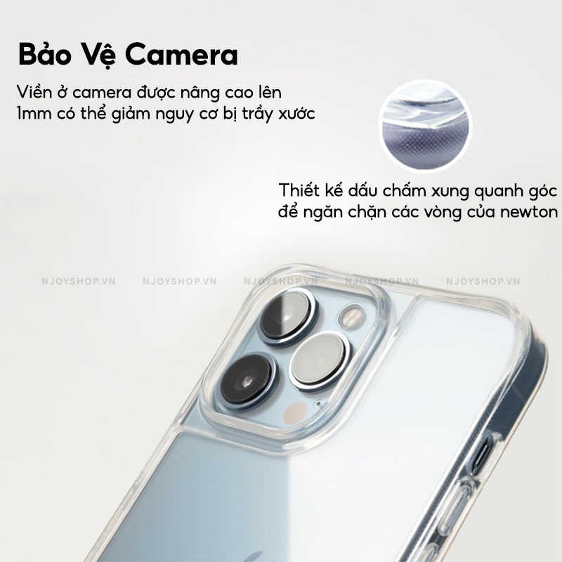 Ốp Lưng Trong Suốt Hoda Crystal Chống Ố Vàng Mặt Lưng Kính Cường Lực Viền Tpu Mềm Bảo Vệ Camera Cho Ip 13 Pro Max