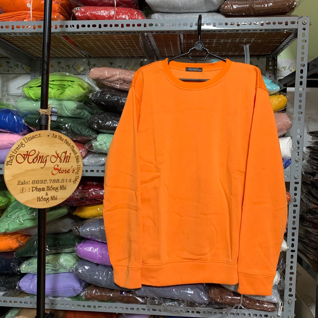 Áo Sweater Trơn Ulzzang Unisex Màu Cam Chất Nỉ Bông Cao Cấp Dáng Rộng Nam Nữ - MM