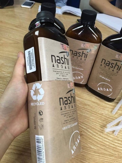 Full trọn bộ nashil Argan dưỡng phục hồi tóc hư tổn 600ml