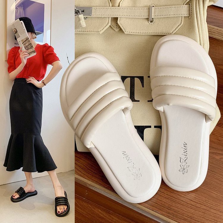 Dép Sandal Đế Dày Bằng Polyester Phong Cách Hàn Quốc Thời Trang Mùa Hè Hàng Mới Dành Cho Nữ