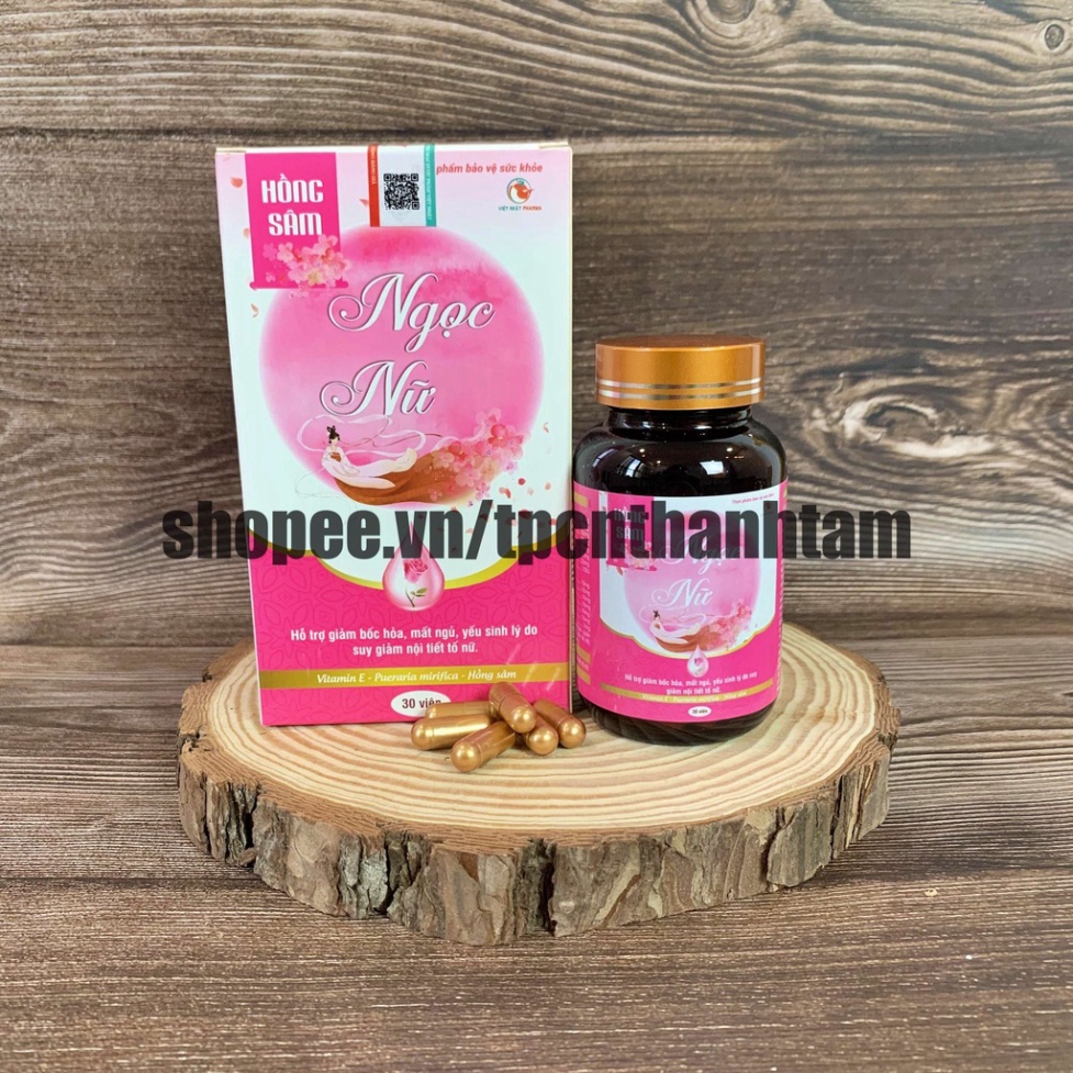 Viên uống tăng cường sinh lý nữ Hồng Sâm Ngọc Nữ bổ sung isoflavon bổ sung nội tiết, giảm bóc hoả, mất ngủ - Hộp 30v