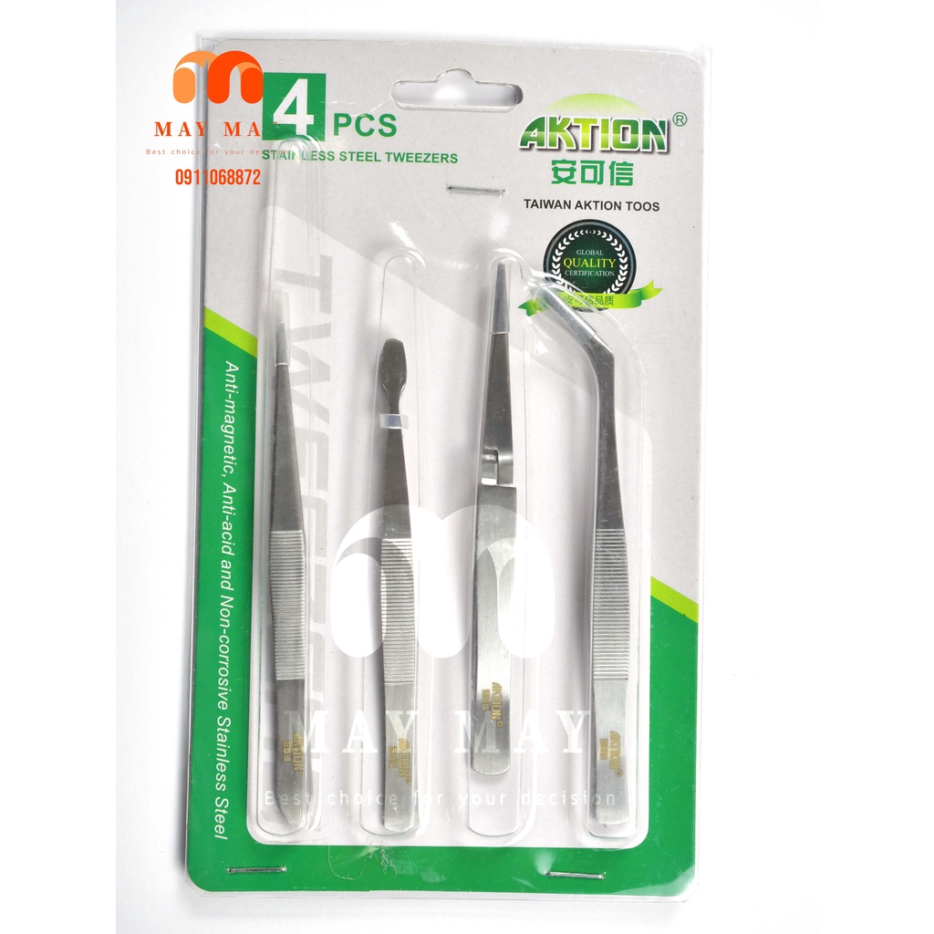 Bộ 4 cây nhíp gắp bằng thép không rỉ chất lượng cao