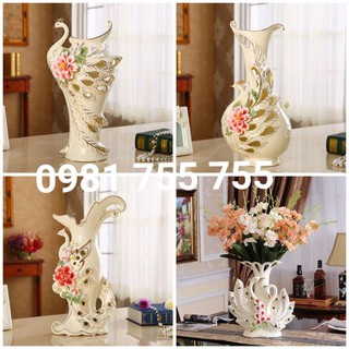 Lọ Hoa Bình Hoa Sứ Trắng Con Chim Công Sứ cao câp