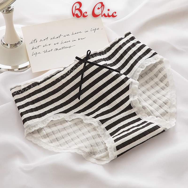 Quần lót cotton 2 tông màu đen trắng hoạ tiết dễ thương, quần lót nữ Q1819 BC_CHIC LINGERIE