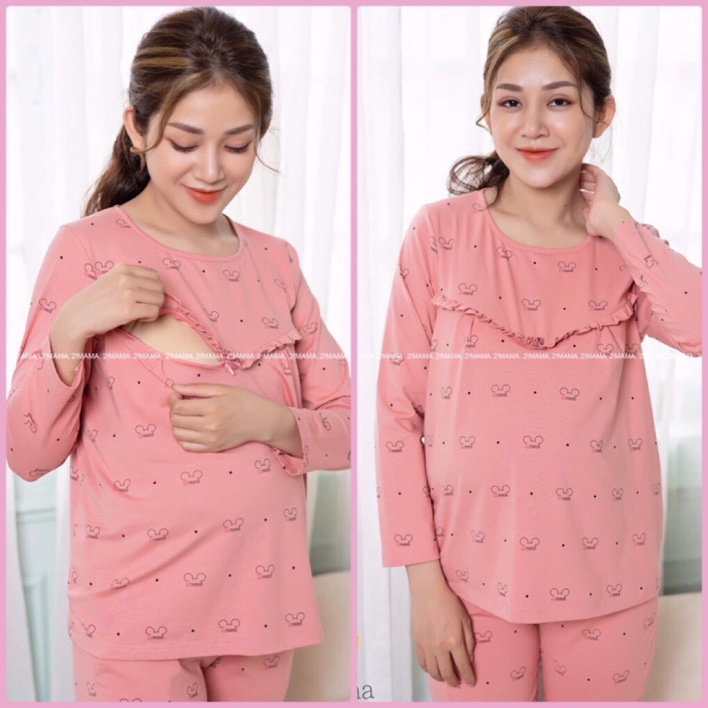 Bộ bầu - bộ sau sinh - chất liệu cotton - kiểu mới thời trang ( bèo đuôi tim - dài - QDTD - MS-011 )