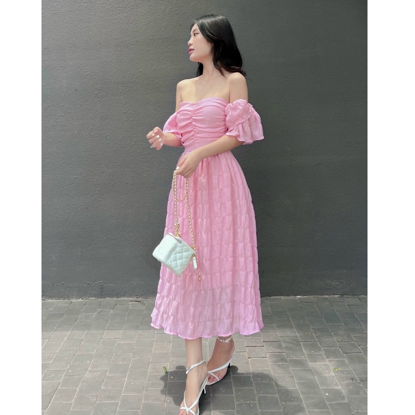 Đầm Dự Tiệc Đi Biển Maxi Dáng Xòe Dài Cổ Vuông Tay Phồng Mặc Được 2 Kiểu Sang Chảnh Thời Trang Váy Nữ[XM MINH PHÚC]