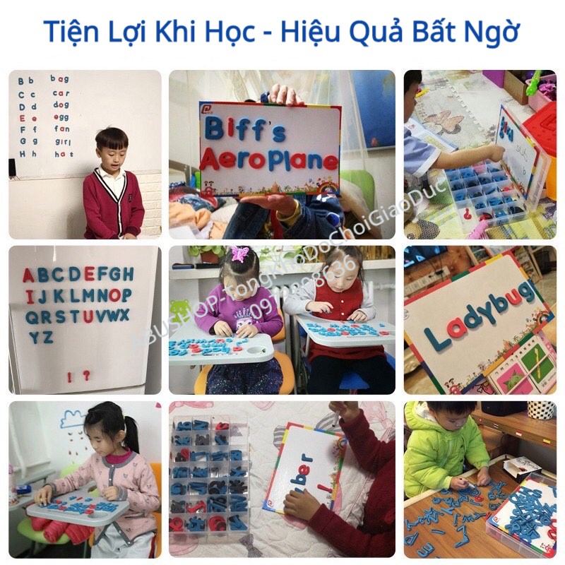 Bộ học chữ cái có nam châm, FULL dán tủ cao cấp bọc bạc