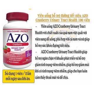 [100 viên]Azo Cranberry hỗ trợ tiết niệu, ngừa bệnh phụ khoa (hàng Order Mỹ)