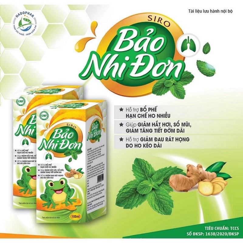 SIRO HO BẢO NHI ĐƠN 100ml CHO BÉ - GIẢM HO, HẮT HƠI SỔ MŨI, HỖ TRỢ ĐIỀU TRỊ HO DAI DẲNG