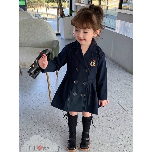 Áo khoác bé gái - Áo khoác kaki dáng dài cho bé 1-5y
