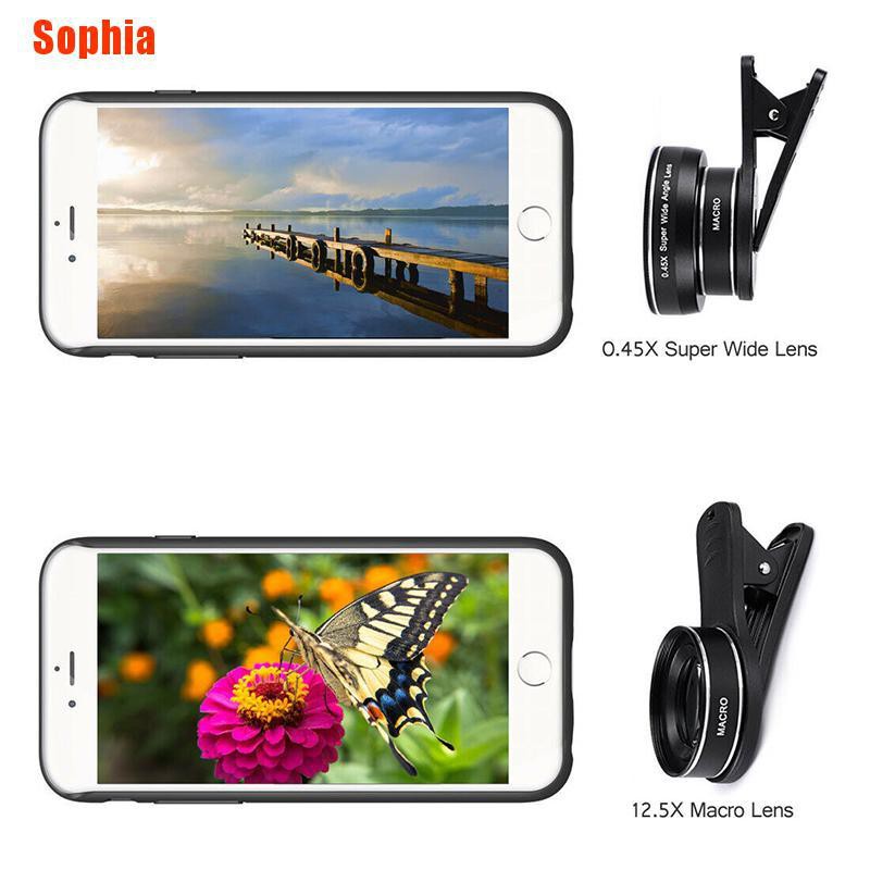 Ống kính macro góc siêu rộng 0.45X 15X có kẹp gắn điện thoại iphone chụp ảnh