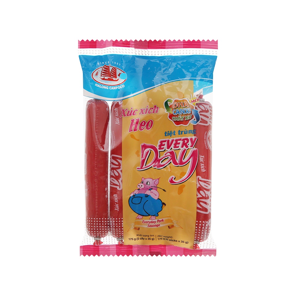 Xúc xích Everyday 2 vị heo/bò - Xúc xích tiệt trùng Hạ Long (Túi 5 cây 175g/10 cây 250g)