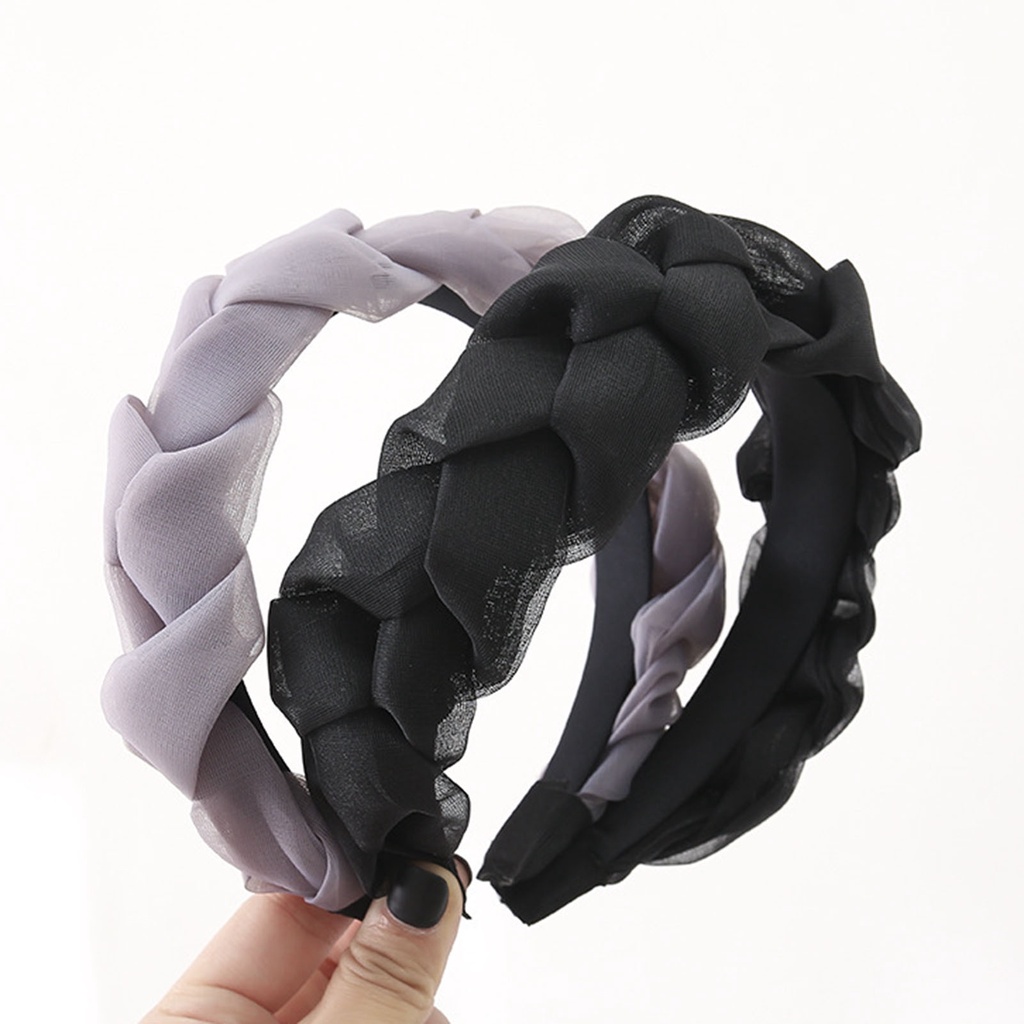 Băng Đô Cài Tóc Sợi Lưới Bện Màu Trơn Chống Trượt Phong Cách Hàn Quốc