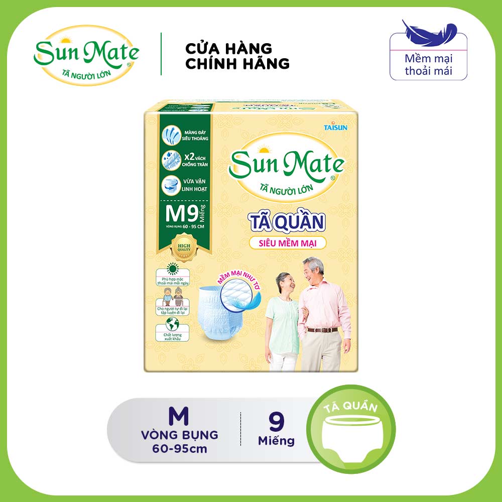 [Mã BMBAU50 giảm 7% đơn 99K] Combo 02 Tã quần người lớn Siêu mềm SunMate size M- L