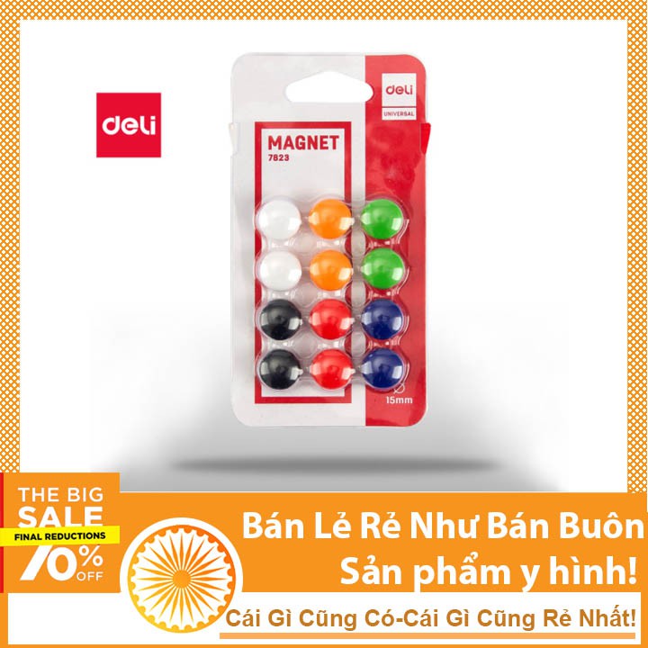 Nam châm gắn bảng 15mm Deli - 1 vỉ - E7823