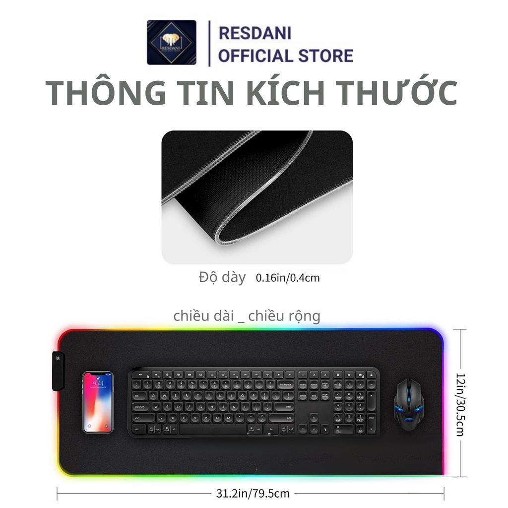 Miếng lót chuột LED RGB  thay đổi nhiều chế độ màu lót chuột chơi game cỡ lớn chống trượt siêu bền đẹp 30*80*3  RESDANI