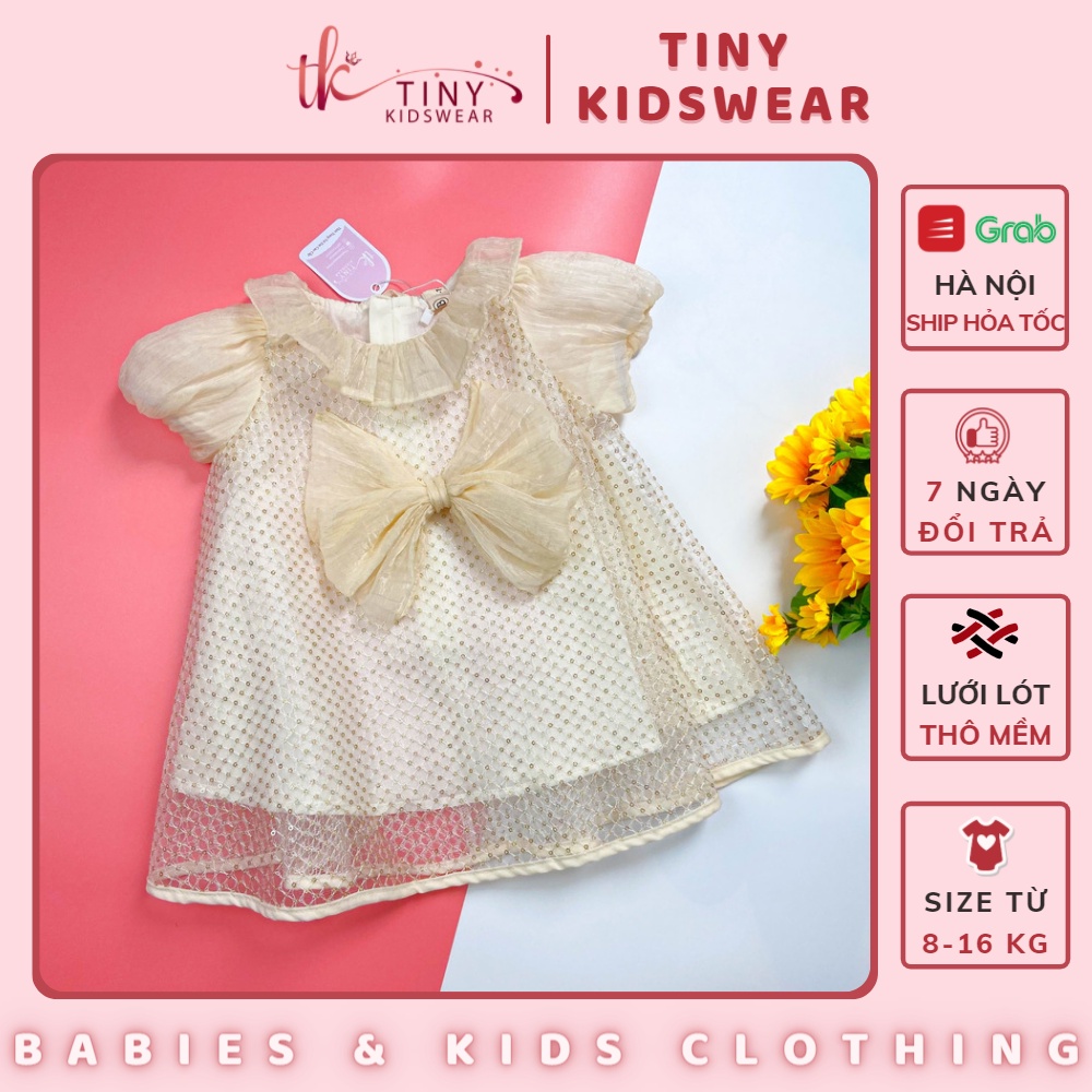 Váy/ Đầm công chúa lưới kim tuyến phối voan lụa cho bé gái từ 8-16kg [V3]