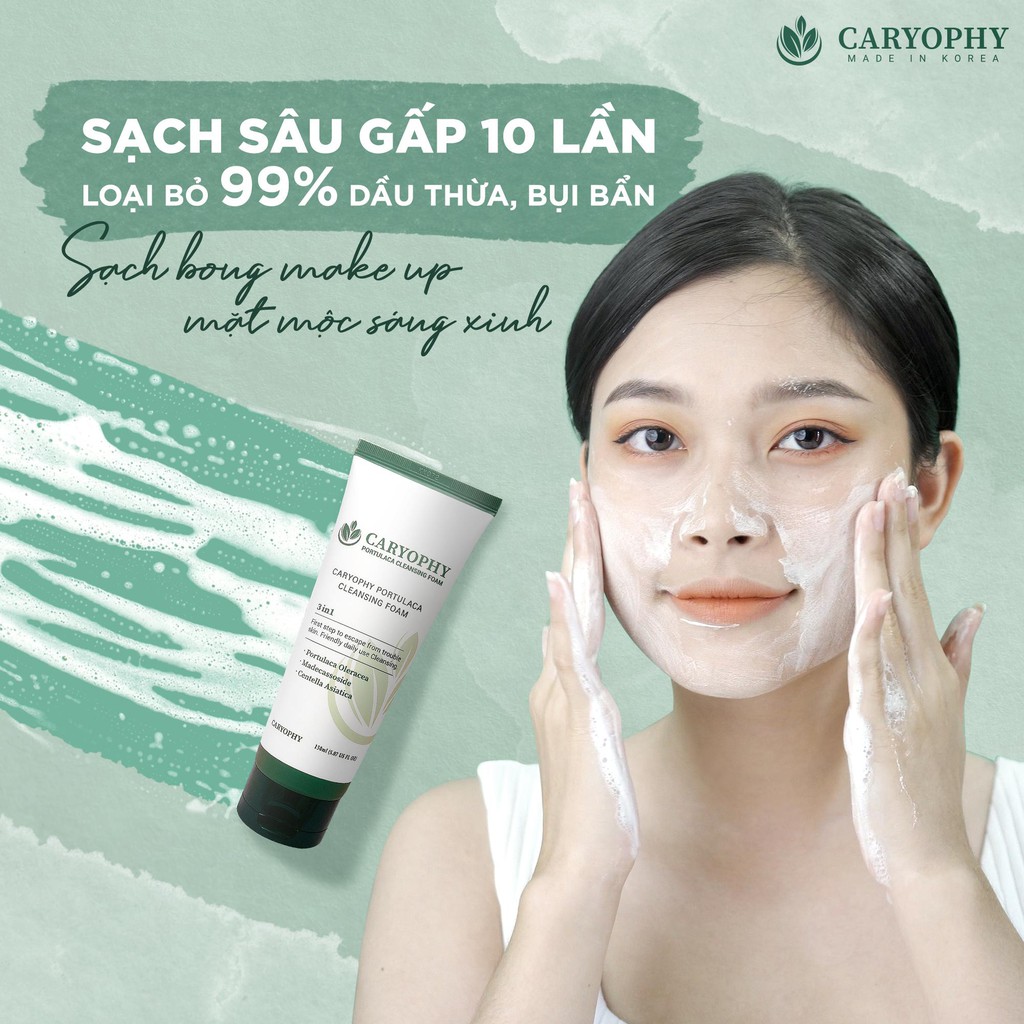 Bộ 4 Sản Phẩm Giả Mụn, Làm Sạch, Làm Dịu Da Caryophy (Tẩy trang 300ml + SRM 150ml + Toner 300ml + Serum 10ml)