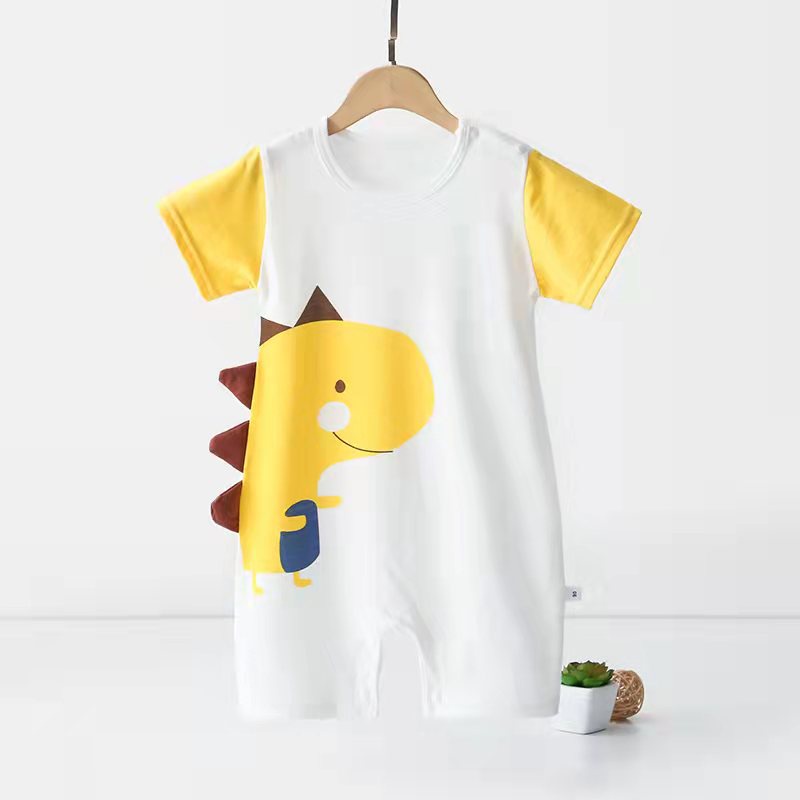 Áo Liền Quần Ngắn Tay Vải Cotton Thời Trang Mùa Hè Cho Bé Trai Sơ Sinh