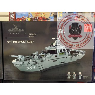 Mingdi toy K 087 Army Patrol Boat bộ đồ chơi lắp ráp Tàu tuần tra 1056 chi tiết