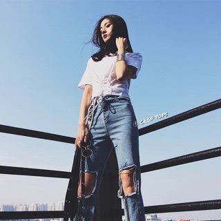 Crop Top đan eo dáng corset chất thun trơn siêu đẹp