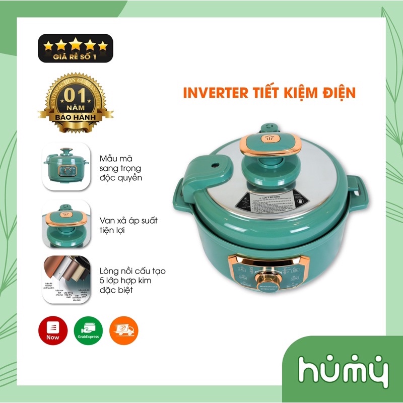 Nồi Áp Suất Điện Đa Năng Nineshield Dung Tích 4L, Nấu Nướng Đa Dạng, Nấu Lẩu, Nấu Cơm, Hầm, Nấu Súp, Chiên, Xào...