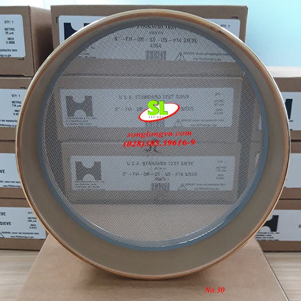 Sàng rây bột đường kính 8 inch, lưới inox, khung bằng thau