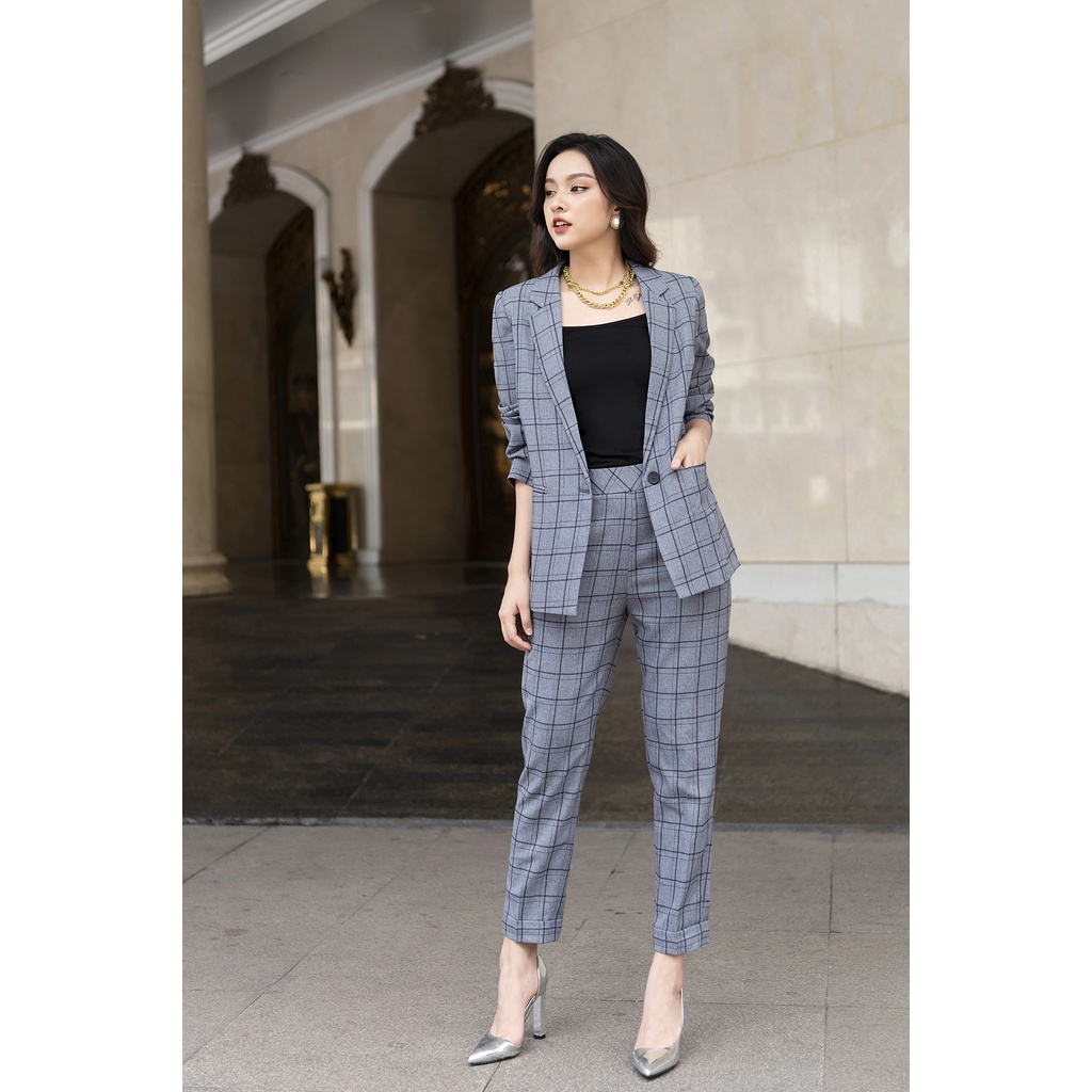 Quần Baggy Nữ Công Sở LUPERI LFQD2106 Họa Tiết Kẻ Sọc Chất Liệu Thô Hàn Cao Cấp, Không Bai Xù, Không Cắn Chỉ