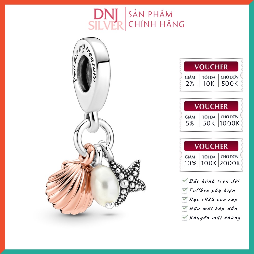 [Hàng cao cấp] Charm bạc 925 cao cấp, hàng chuẩn bạc - Charm Pearl, Starfish &amp; Shell thích hợp để mix vòng tay charm
