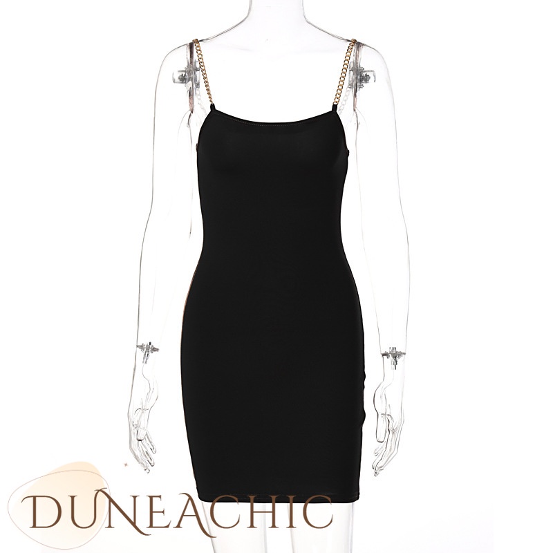 DUNEA Đầm Hai Dây Ôm Dáng Với Thiết Kế Hở Lưng Gợi Cảm Dành Cho Nữ