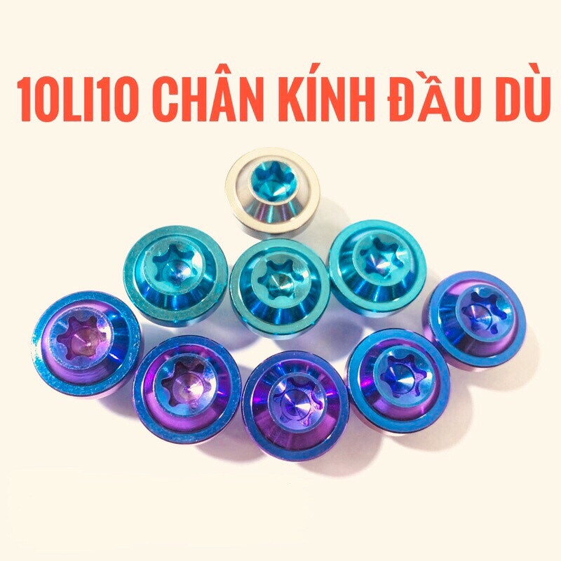 (Chuẩn Gr5) Ốc titan chân kính 10li ren thuận và ren nghịch