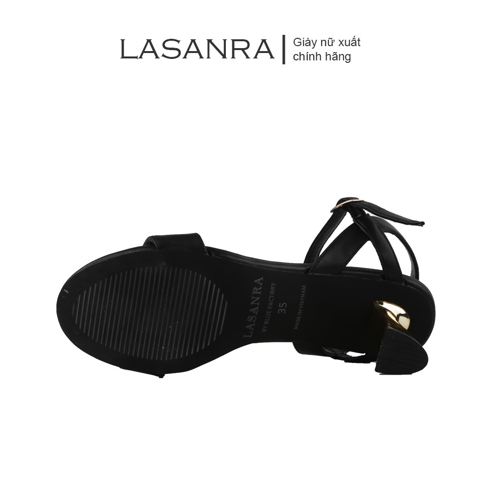 Sandal cao gót Lasanra gót cong 5cm mũi tròn siêu xinh đế chống trơn trượt da lì đi êm chân