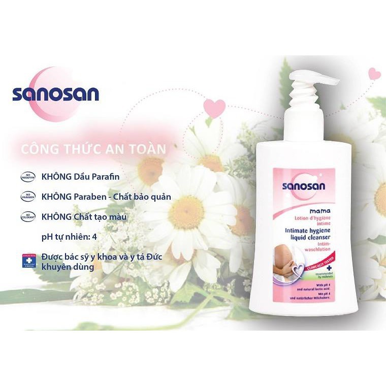 Dung Dịch Vệ Sinh Phụ Nữ Hoa Cúc CHAMOMILLA SANOSAN 200ML